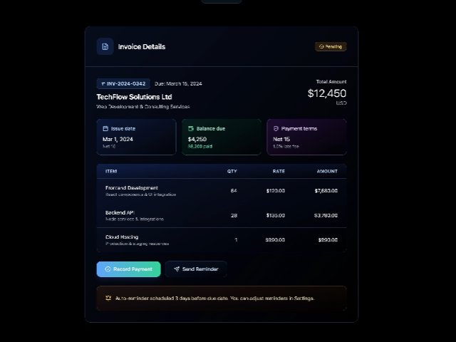 Responsive Invoice Details Card with Actions
