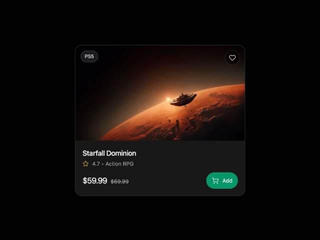 Game Product Card with Wishlist & Cart Actions