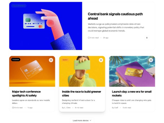 Responsive News Article Grid with Featured Story