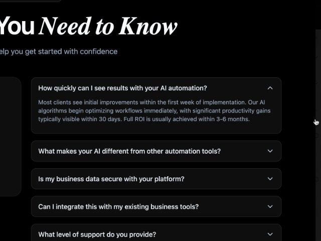 FAQ Section with Accordion & Support CTA