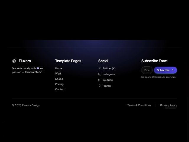 Responsive Tailwind Footer with Links & Subscribe Form