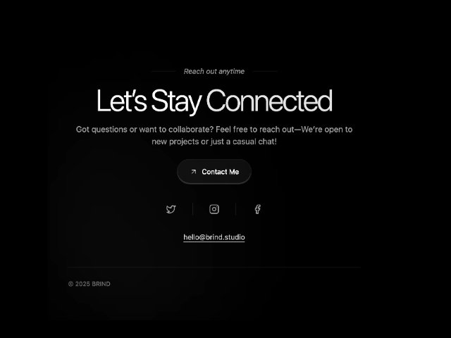 Contact Section with CTA & Social Icons