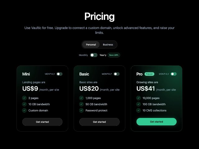 Interactive Pricing Table with Segment & Billing Toggle