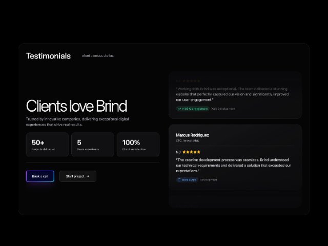 Animated Scrolling Testimonials Section with CTAs