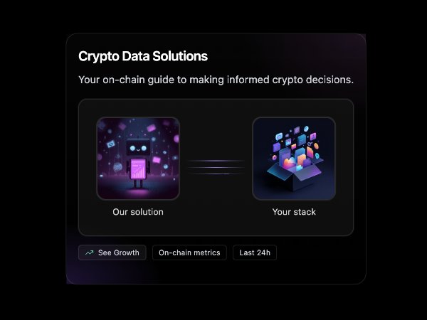 Animated Crypto Data Feature Card with Gradient Connectors