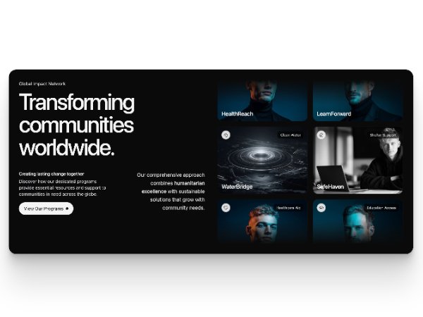 Non-profit Hero Section with Marquee Program Cards