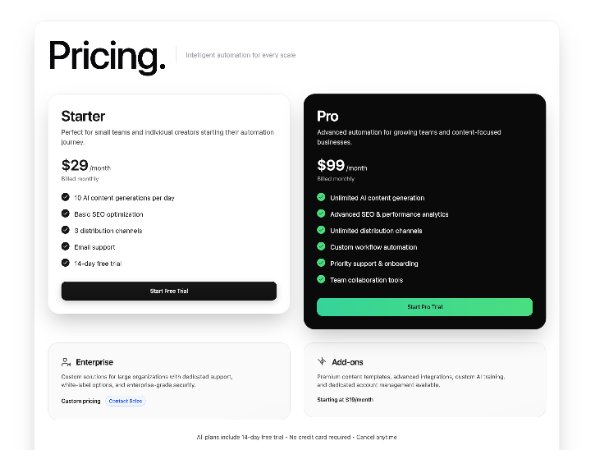 Animated Responsive Pricing Cards Section