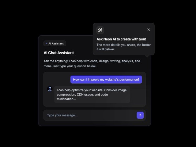 AI Chat Assistant Card with Floating Popover