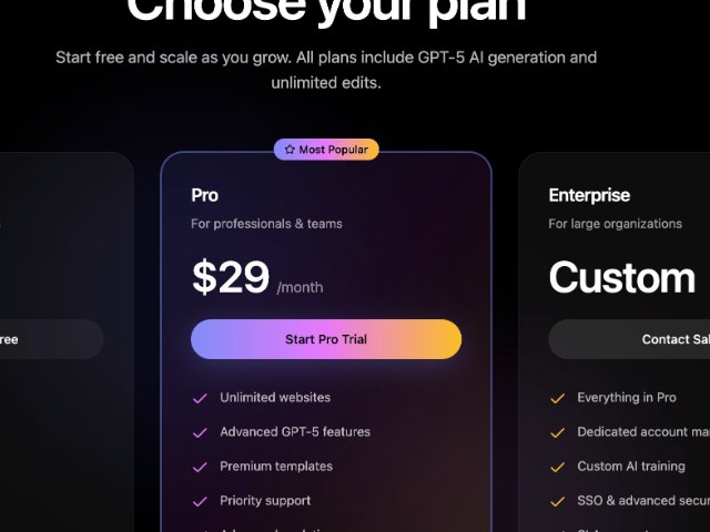 渐变 SaaS 产品方案对比定价表 网页组件预览图