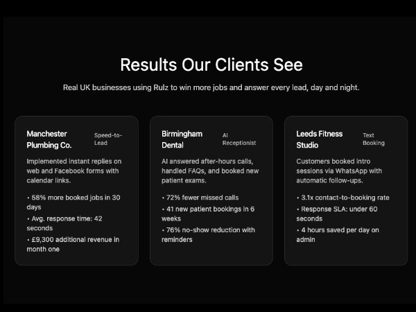 Client Case Studies Section