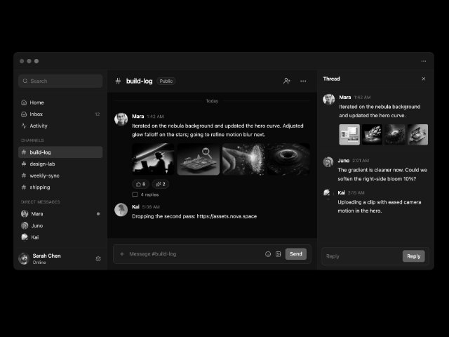 Dark Themed Chat Application Layout