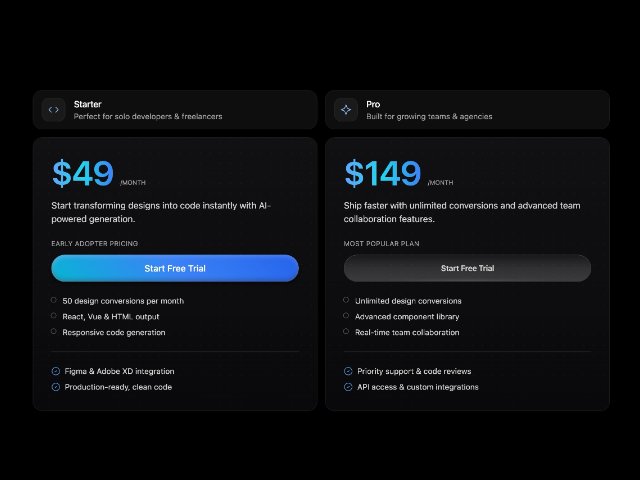 渐变 SaaS 产品定价方案区 网页组件预览图