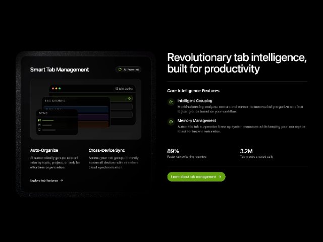 AI Tab Management Feature Showcase Section