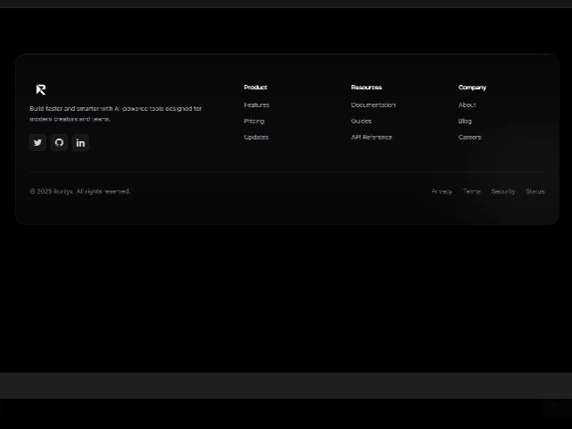 Animated Glassmorphic Footer with Links & Social Icons