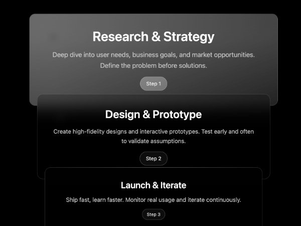Sticky Scroll Glassmorphic Process Cards
