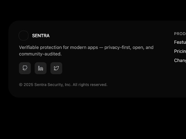 Dark Responsive Footer with Links & Social Icons