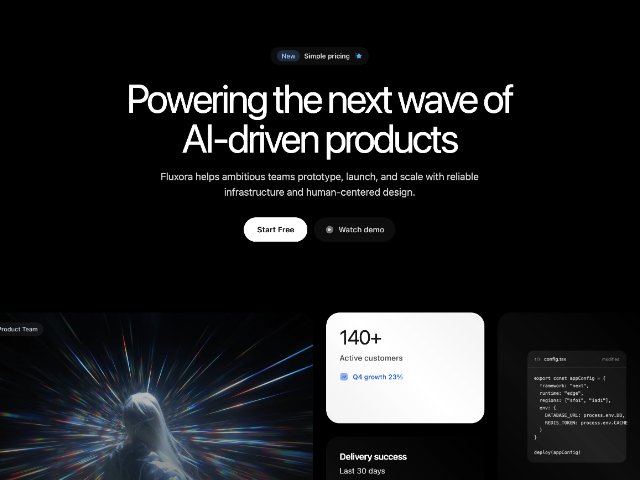 AI Product Hero Section with Bento Feature Grid