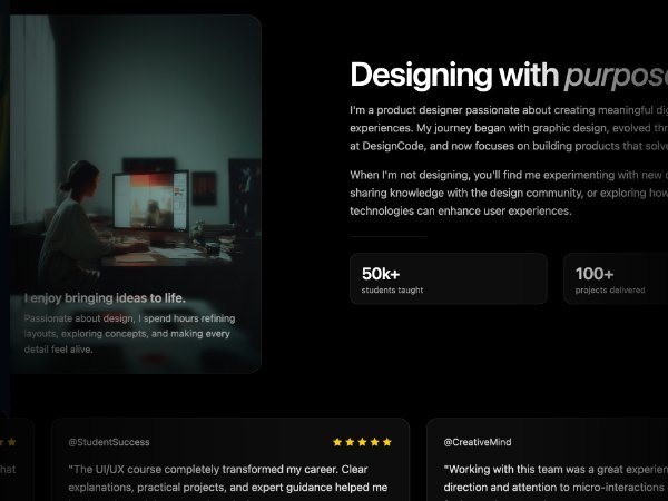 Interactive Portfolio About Section with 3D Book