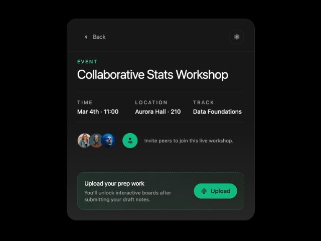 Event Workshop Card with Attendee Actions