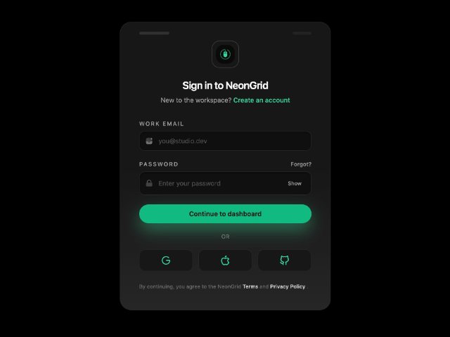 NeonGrid Sign-In Card with Social Logins