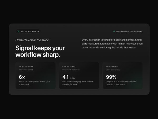Neon Metrics Hero Section with Product Vision