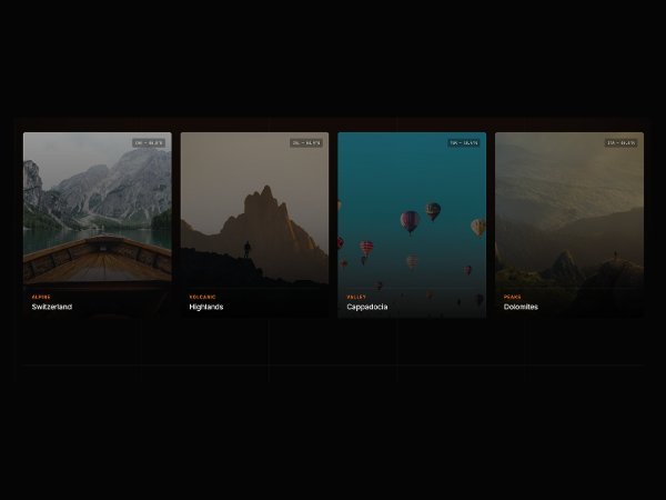 Responsive Destination Card Grid with Hover Effects