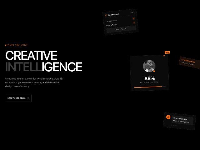 AI Design System Hero with Floating UI Cards