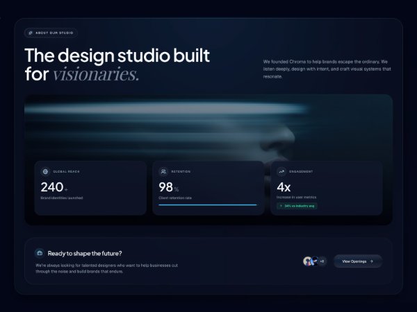 About Studio Hero Section with Stats & CTA