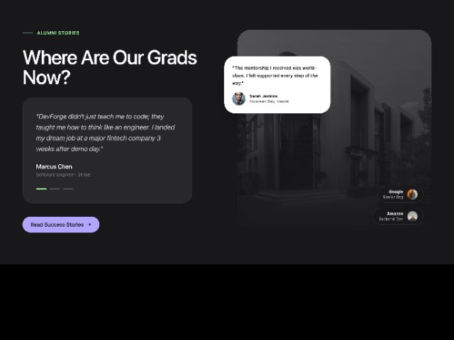 Alumni Testimonial Spotlight Section