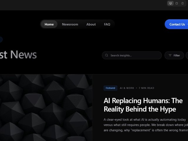 Newsroom Layout with Featured Articles Grid