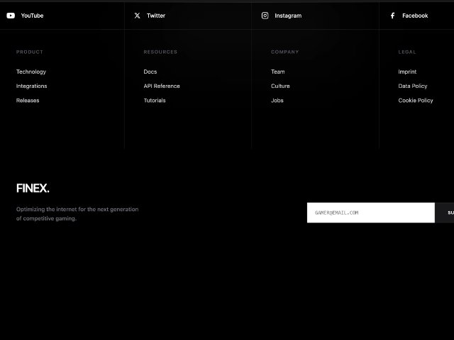 Dark Social Links Footer with Newsletter Signup