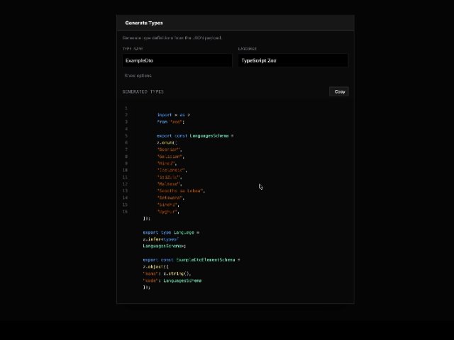 Code Generation Panel UI Card