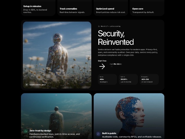 Security Product Hero with Feature Grid
