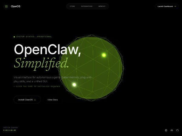 Interactive 3D Hero for Agent OS Landing