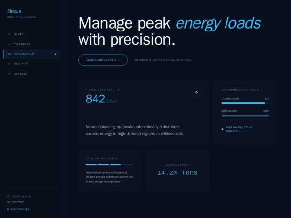 Energy Grid Dashboard Layout with Sidebar