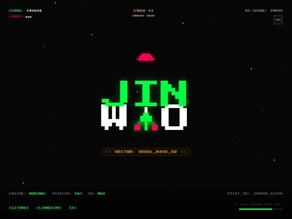 Retro Arcade Space Hero Portfolio Layout