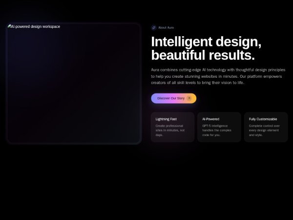 About Aura Feature Section with Image and Highlights