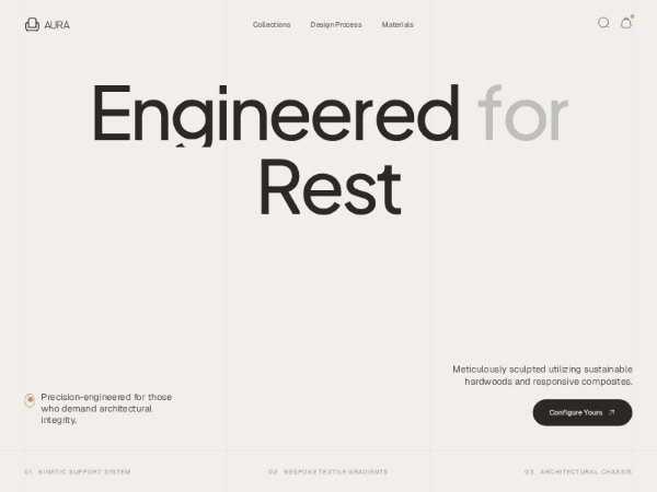 Animated Furniture Hero Section with WebGL Reveal