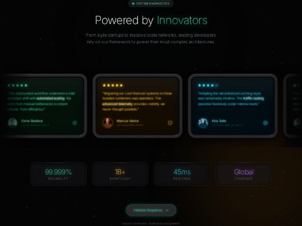 Futuristic Customer Stories Marquee Section