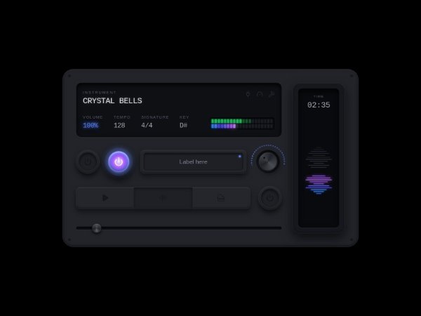 Neumorphic Audio Instrument Control Panel UI
