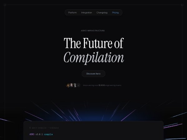 Dark Terminal Hero with Animated Ray Background