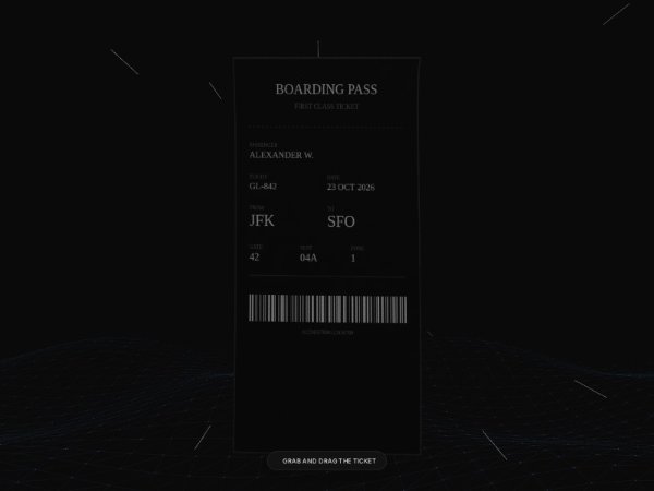 Interactive 3D Boarding Pass Ticket Scene