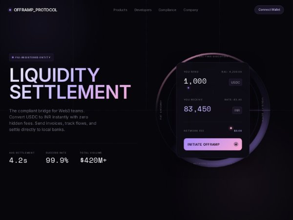 Crypto Offramp Hero with Currency Converter UI