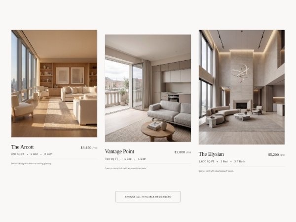 Real Estate Residence Cards Grid Section