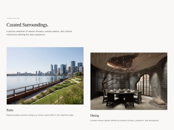 District Features Grid Section with Image Hover