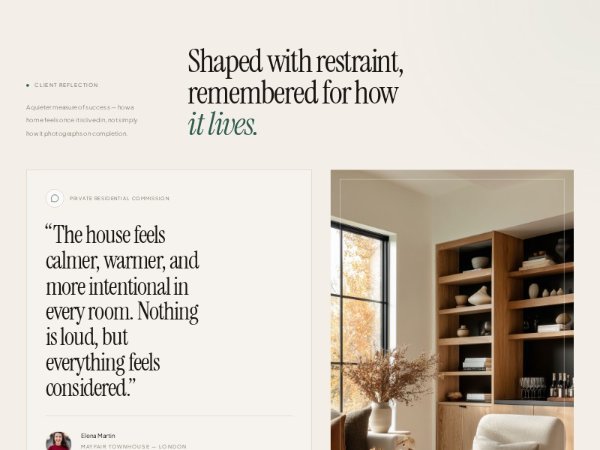 Client Reflection Testimonial Section