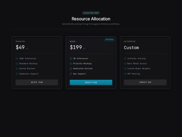 Dark Pricing Section with Tiered Plans