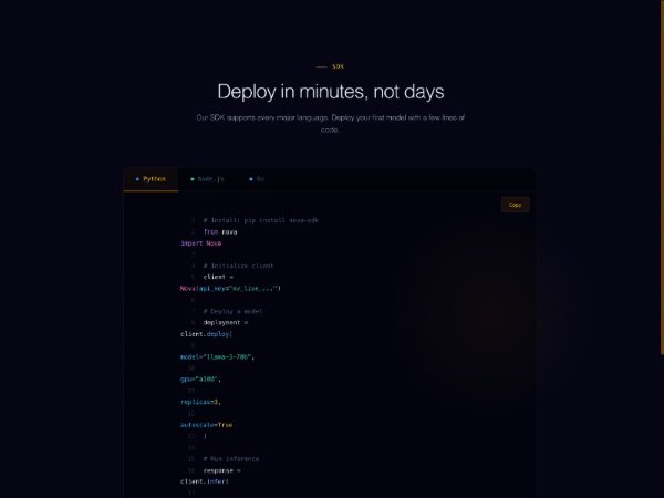 SDK Code Examples Section with Language Tabs