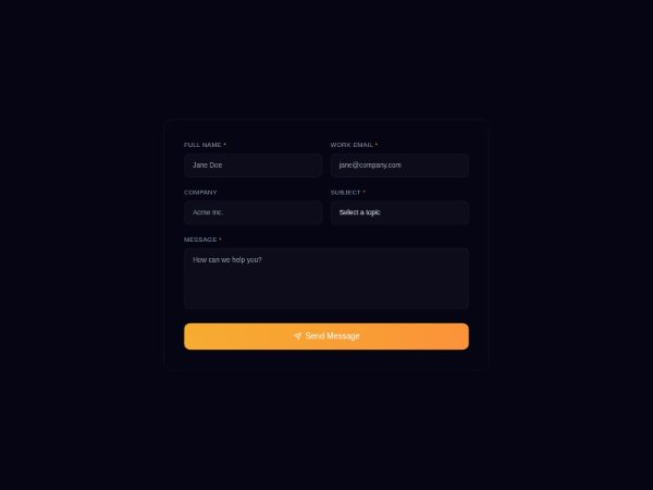 Animated Contact Form Card