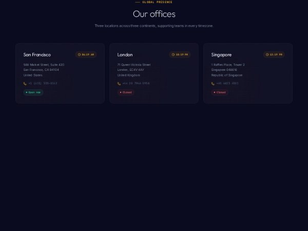 Office Locations Section with Live Status